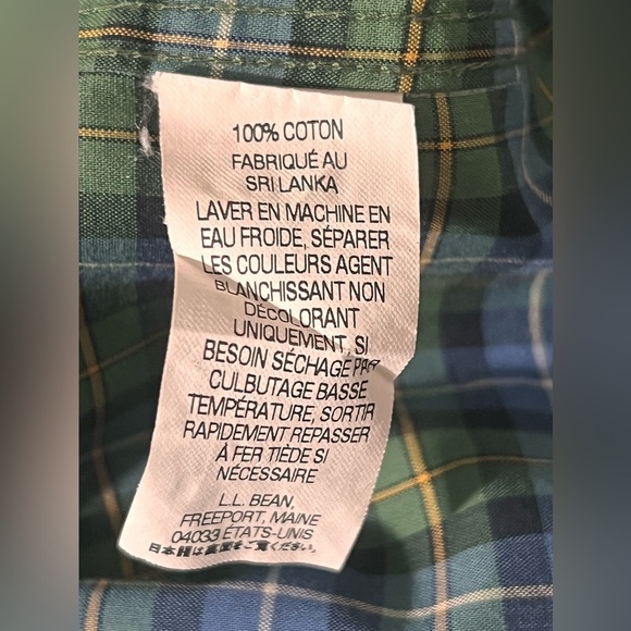 LL Bean Shirt Mens XXL Blue Green Plaid Traditional Fit - Picture 5 of 5